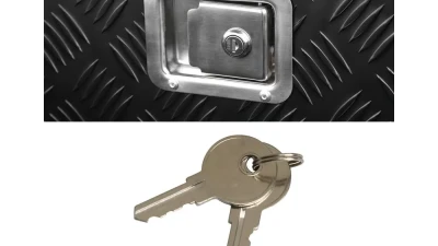 Spec-D Universal 44" Heavy Duty Black Aluminum Tool Box w/ Side Handles, Lock, & Keys                                     - TBOX-ALM06BK - Image 8