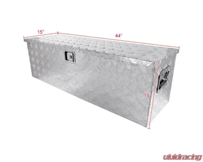 Spec-D Universal 44" Heavy Duty Silver Aluminum Truck Tool Box w/ Side Handles, Lock, & Keys - TBOX-ALM06