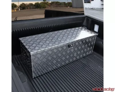 Spec-D Universal 44" Heavy Duty Silver Aluminum Truck Tool Box w/ Side Handles, Lock, & Keys - TBOX-ALM06