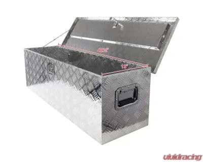 Spec-D Universal 44" Heavy Duty Silver Aluminum Truck Tool Box w/ Side Handles, Lock, & Keys - TBOX-ALM06