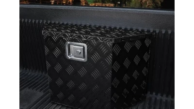 Spec-D Universal 15~28" Black Heavy Duty Aluminum Truck Trailer Tongue Tool Box w/ Lock & Keys                                     - TBOX-ALM08BK - Image 4