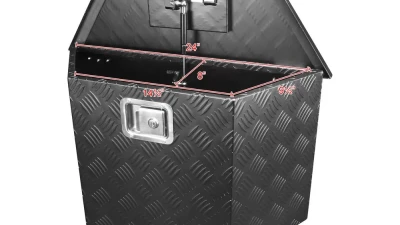 Spec-D Universal 15~28" Black Heavy Duty Aluminum Truck Trailer Tongue Tool Box w/ Lock & Keys                                     - TBOX-ALM08BK - Image 5