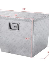Spec-D Universal 15-28" Silver Aluminum Heavy Duty Truck Trailer Tongue Tool Box w/ Lock & Keys                                     - TBOX-ALM08 - Image 2