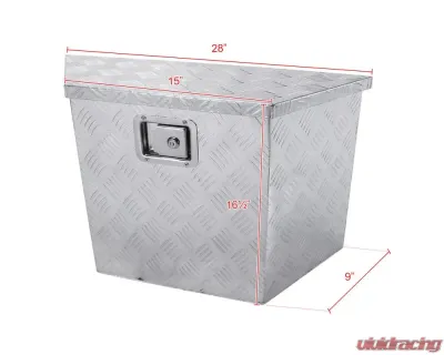 Spec-D Universal 15-28" Silver Aluminum Heavy Duty Truck Trailer Tongue Tool Box w/ Lock & Keys - TBOX-ALM08