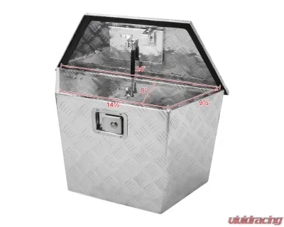 Spec-D Universal 15-28" Silver Aluminum Heavy Duty Truck Trailer Tongue Tool Box w/ Lock & Keys - TBOX-ALM08