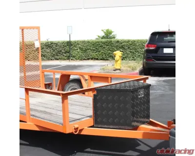 Spec-D Universal 15~29" Heavy Duty Black Aluminum Truck Trailer Tongue Tool Box w/ Lock & Keys - TBOX-ALM09BK