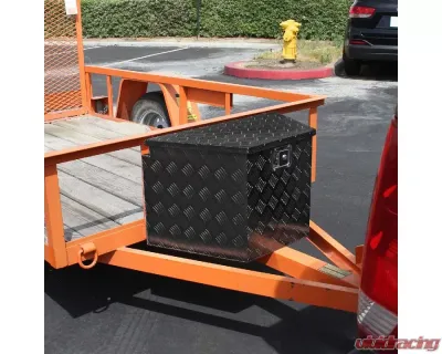Spec-D Universal 15~29" Heavy Duty Black Aluminum Truck Trailer Tongue Tool Box w/ Lock & Keys - TBOX-ALM09BK