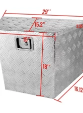 Spec-D Universal 15-29" Silver Aluminum Heavy Duty Truck Trailer Tongue Tool Box w/ Lock & Keys                                     - TBOX-ALM09 - Image 2