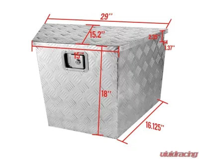Spec-D Universal 15-29" Silver Aluminum Heavy Duty Truck Trailer Tongue Tool Box w/ Lock & Keys - TBOX-ALM09