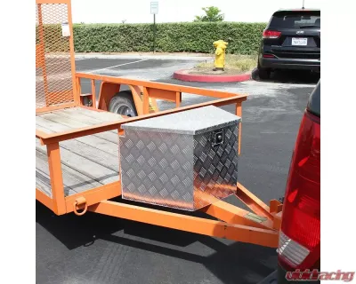 Spec-D Universal 15-29" Silver Aluminum Heavy Duty Truck Trailer Tongue Tool Box w/ Lock & Keys - TBOX-ALM09