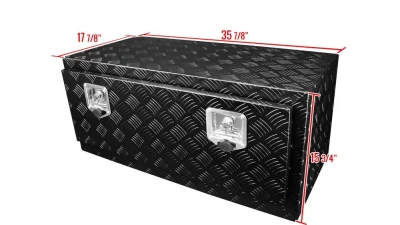 Spec-D Universal 49" Heavy Duty Black Aluminum Truck Tool Box w/ Side Handles, Lock, & Keys                                     - TBOX-ALM14BK - Image 2