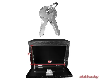 Spec-D Universal 24" Black Aluminum Heavy Duty Underbody Truck Tool Box w/ T-Handle Latch, Lock & Keys - TBOX-ALM15BK