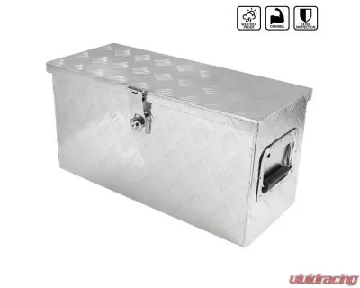 Spec-D Universal 24" Heavy Duty Silver Aluminum Truck Tool Box w/ Side Handles, Lock, & Keys - TBOX-ALM25