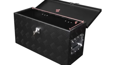 Spec-D Universal 24" Heavy Duty Black Aluminum Tool Box w/ Side Handles, Lock, & Keys                                     - TBOX-ALM25BK - Image 5