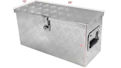 Spec-D Universal 24" Heavy Duty Silver Aluminum Truck Tool Box w/ Side Handles, Lock, & Keys                                     - TBOX-ALM25 - Image 2