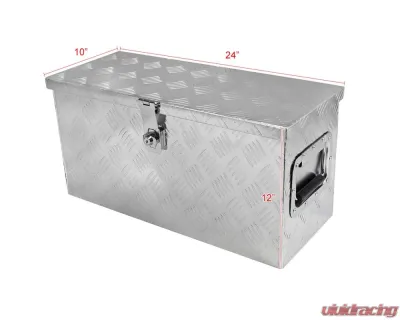 Spec-D Universal 24" Heavy Duty Silver Aluminum Truck Tool Box w/ Side Handles, Lock, & Keys - TBOX-ALM25