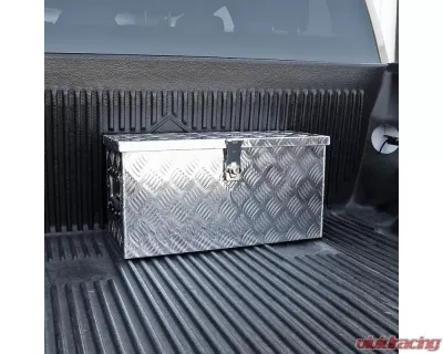 Spec-D Universal 24" Heavy Duty Silver Aluminum Truck Tool Box w/ Side Handles, Lock, & Keys - TBOX-ALM25