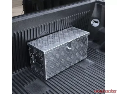 Spec-D Universal 24" Heavy Duty Silver Aluminum Truck Tool Box w/ Side Handles, Lock, & Keys - TBOX-ALM25