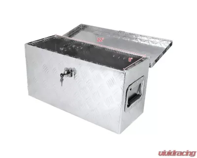 Spec-D Universal 24" Heavy Duty Silver Aluminum Truck Tool Box w/ Side Handles, Lock, & Keys - TBOX-ALM25