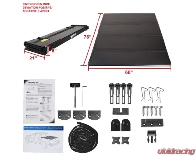 Spec-D 6' Short Bed Hard Quad-Fold Tonneau Cover Toyota Pickup 1989-2004 - TC4H-PIK89-6-SP