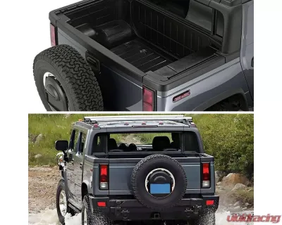 Spec-D Black Textured ABS Tailgate Cap Protector Cover Hummer H2 2005-2009 - TGP-H206-BK-FS