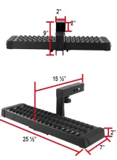 Spec-D Universal Black Aluminum Hitch Mounted 6" Drop Rear Bumper Step & Protector For 2" Hitch Receiver                                     - TOW-HR1101BK-WB - Image 2