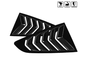 Spec-D Glossy Black ABS 5 Vent Style Quarter Window Louvers Ford Mustang 2015-2018