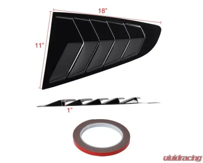 Spec-D Glossy Black ABS 5 Vent Style Quarter Window Louvers Ford Mustang 2015-2018 - WLUQ-MST15AGB-AK