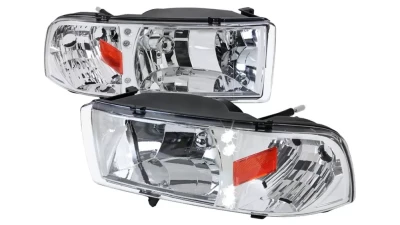 Spec-D Crystal Headlights (Chrome Housing/Clear Lens) Dodge Ram 1994-2002                                     - 2LH-RAM94-RS - Image 10