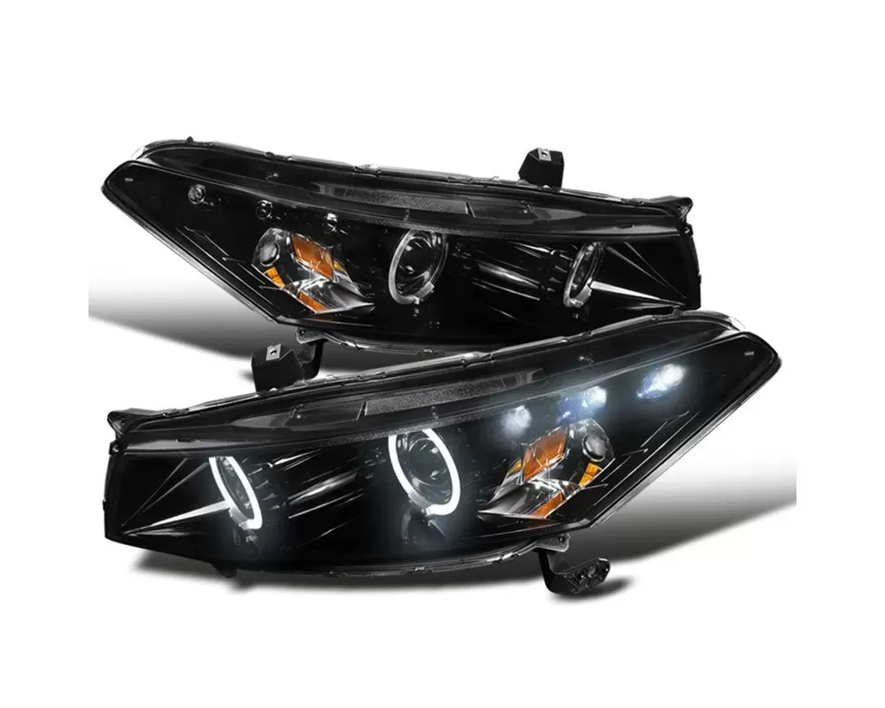 Spec-D Dual Halo Projector Headlights Glossy Black Housing/Smoke Lens Honda Accord Coupe 2008-2012 - 2LHP-ACD082G-TM