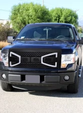 Spec-D Black Raptor Style Mesh Grille w/ LED Light Bar Ford F-150 2009-2014                                     - HG-F15009BB-DRL-RS - Image 10