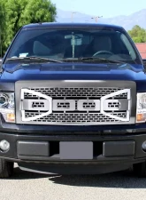 Spec-D Chrome Raptor Style Mesh Grille w/ LED Light Bar Ford F-150 2009-2014                                     - HG-F15009C-DRL-RS - Image 9