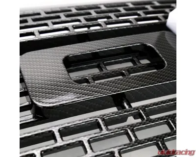 Spec-D Carbon Fiber Look Raptor Style Mesh Grille w/ LED Light Bar Ford F-150 2009-2014 - HG-F15009CL-DRL-RS