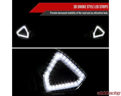 Spec-D Shark Style Hood Grille w/ 3D Smoked Lens LED Turn Signal Lights Ford Mustang 2018-2023 - HG-MST18BKDRL-KH