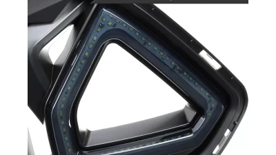 Spec-D Shark Style Hood Grille w/ 3D Smoked Lens LED Turn Signal Lights Ford Mustang 2018-2023                                     - HG-MST18BKDRL-KH - Image 4