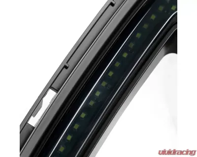 Spec-D Shark Style Hood Grille w/ 3D Smoked Lens LED Turn Signal Lights Ford Mustang 2018-2023 - HG-MST18BKDRL-KH