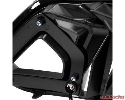 Spec-D Shark Style Hood Grille w/ 3D Smoked Lens LED Turn Signal Lights Ford Mustang 2018-2023 - HG-MST18BKDRL-KH