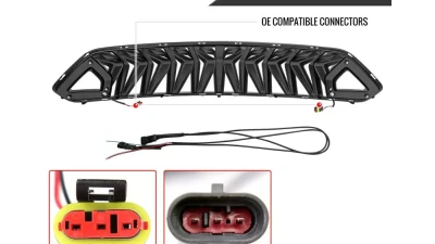 Spec-D Shark Style Hood Grille w/ 3D Smoked Lens LED Turn Signal Lights Ford Mustang 2018-2023                                     - HG-MST18BKDRL-KH - Image 8