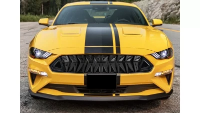 Spec-D Shark Style Hood Grille w/ 3D Smoked Lens LED Turn Signal Lights Ford Mustang 2018-2023                                     - HG-MST18BKDRL-KH - Image 9