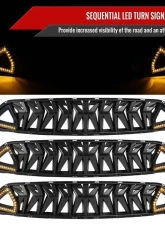 Spec-D Shark Style Hood Grille with Sequential LED Turn Signal Lights Ford Mustang 2018-2023                                     - HG-MST18BKDRL-SQ-KH - Image 3