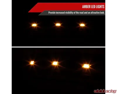 Spec-D Rebel Spec-D Style Front hood Grille with Amber LED Lights Dodge RAM 1500 2009-2012 - HG-RAM0915BB-LED-JB