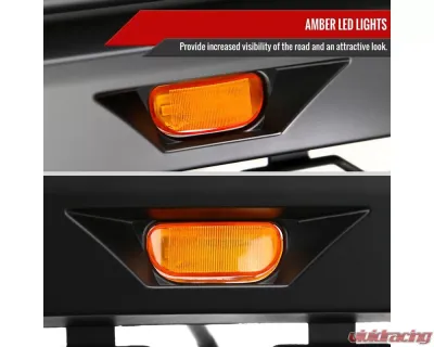 Spec-D Rebel Spec-D Style Front hood Grille with Amber LED Lights Dodge RAM 1500 2009-2012 - HG-RAM0915BB-LED-JB