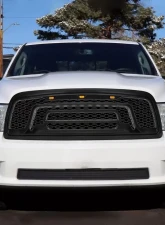 Spec-D Rebel Spec-D Style Front hood Grille with Amber LED Lights Dodge RAM 1500 2009-2012                                     - HG-RAM0915BB-LED-JB - Image 9