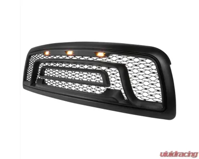 Spec-D Rebel Spec-D Style Front hood Grille with Amber LED Lights Dodge RAM 1500 2009-2012 - HG-RAM0915BB-LED-JB