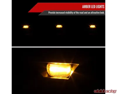 Spec-D Rebel Style Hood Grille w/ Amber LED Lights Dodge Ram 2500 | 3500 2010-2018 - HG-RAM1025BB-LED-JB