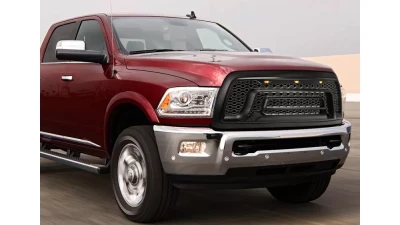 Spec-D Rebel Style Hood Grille w/ Amber LED Lights Dodge Ram 2500 | 3500 2010-2018                                     - HG-RAM1025BB-LED-JB - Image 9