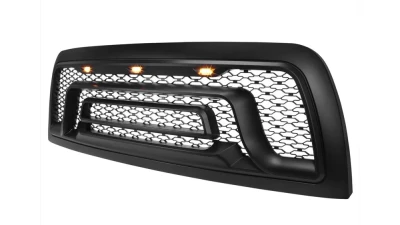 Spec-D Rebel Style Hood Grille w/ Amber LED Lights Dodge Ram 2500 | 3500 2010-2018                                     - HG-RAM1025BB-LED-JB - Image 10