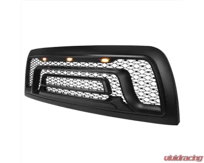 Spec-D Rebel Style Hood Grille w/ Amber LED Lights Dodge Ram 2500 | 3500 2010-2018 - HG-RAM1025BB-LED-JB