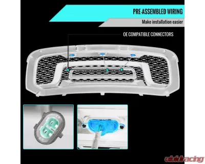 Spec-D Rebel Spec-D Style Front Hood Grille with Amber LED Lights Dodge RAM 1500 2013-2018 - HG-RAM1315BB-LED-JB