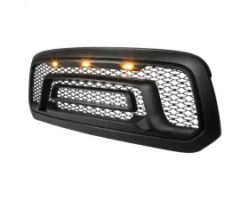 Spec-D Rebel Spec-D Style Front Hood Grille with Amber LED Lights Dodge RAM 1500 2013-2018